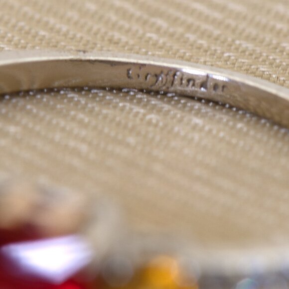 Vintage 925 Silver Ring with Red & Yellow CZ Stones, CZ Pave, Sz 7 Cocktail Ring - Picture 10 of 11